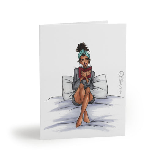 "Books in Bed" greeting card