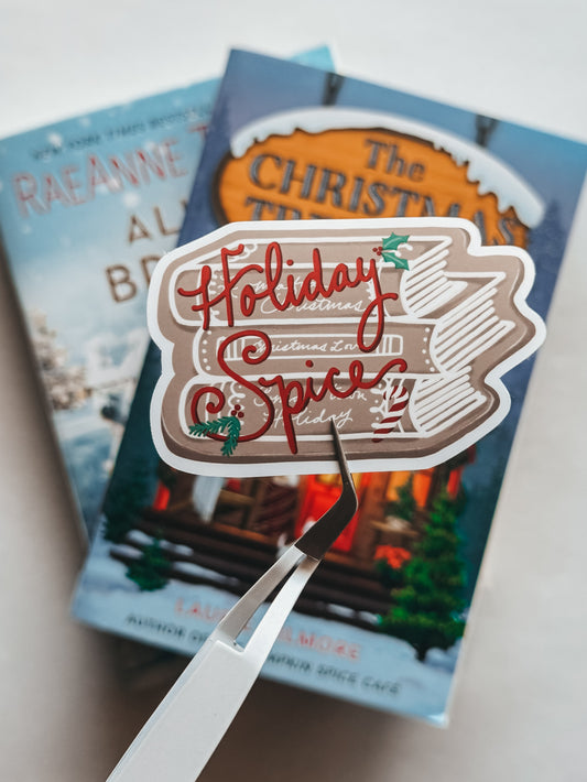 "Gingerbread Bookstack" die cut sticker