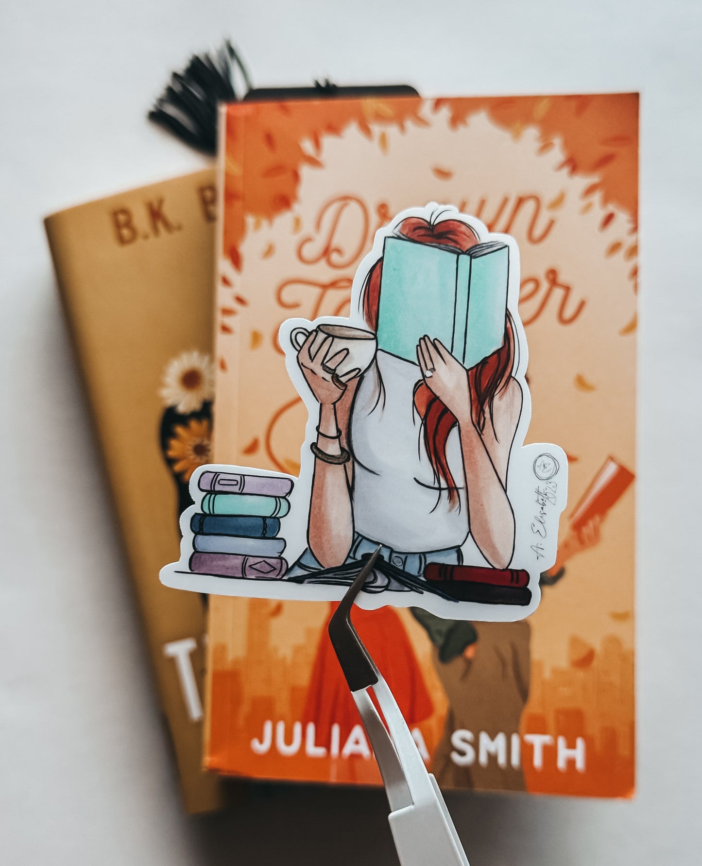 "Literary Latte" die cut sticker