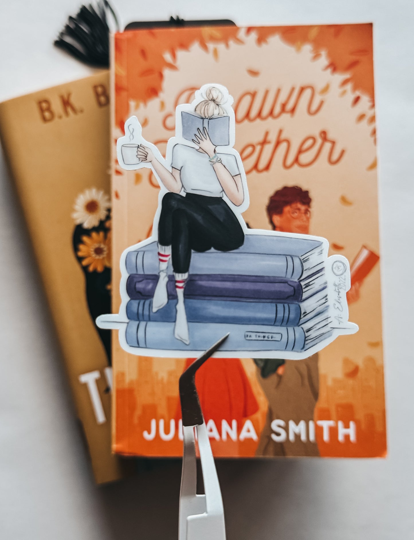 "Bookish Blonde" die cut sticker