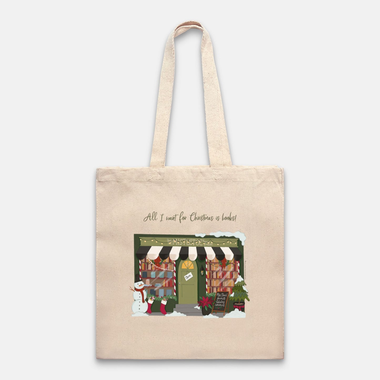 "All I Want for Christmas is Books" Canvas Tote Bag
